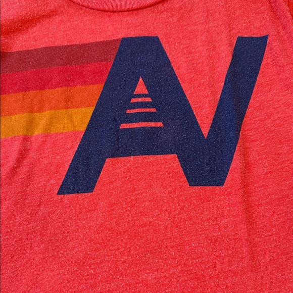 Aviator Nation Kids Red Tee with Navy Logo and Retro Stripes, size 8 - Picture 3 of 5